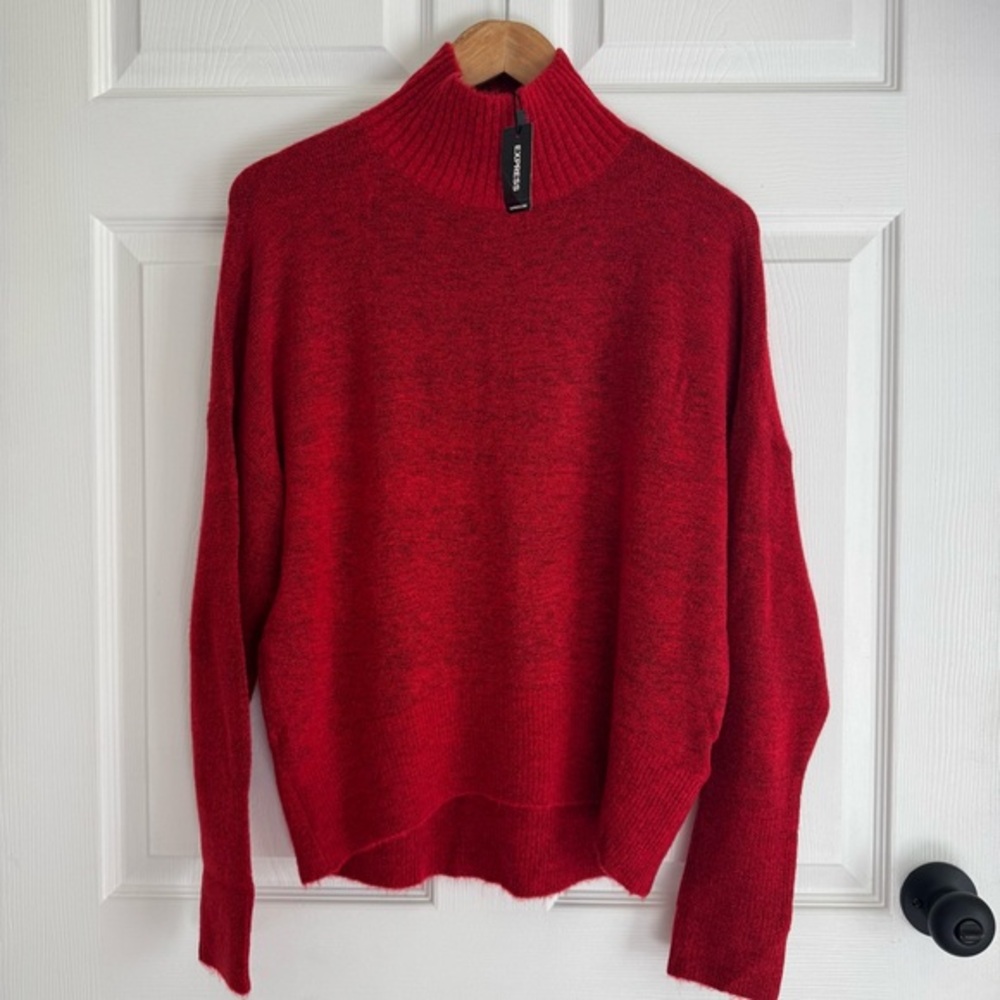 Express Red Mock Neck Sweater – Size Small